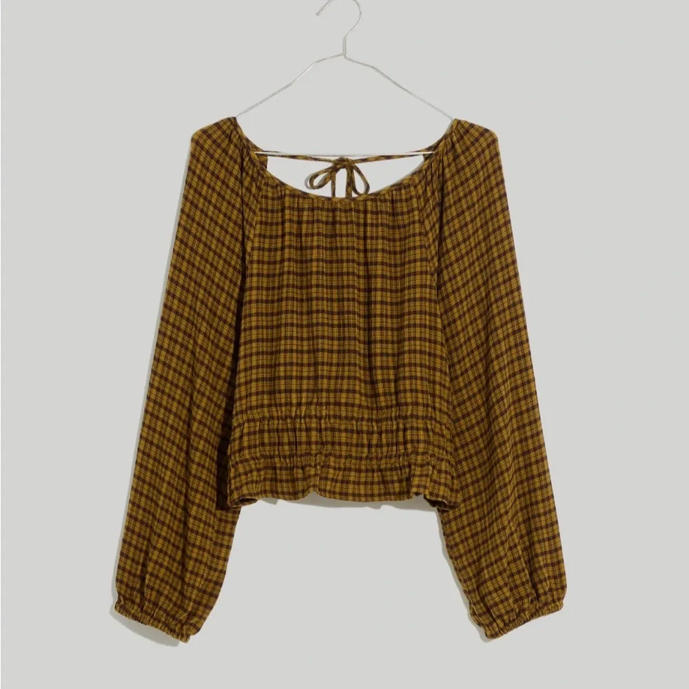 Madewell Tie-Back Cut Out Blouse in Spiced Olive • NWT - Picture 5 of 9